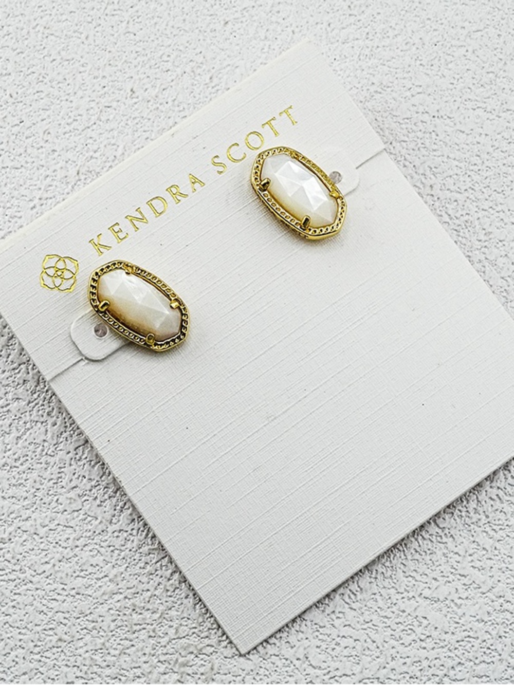 Kendra Scott Gold and White Elle Stud Earrings